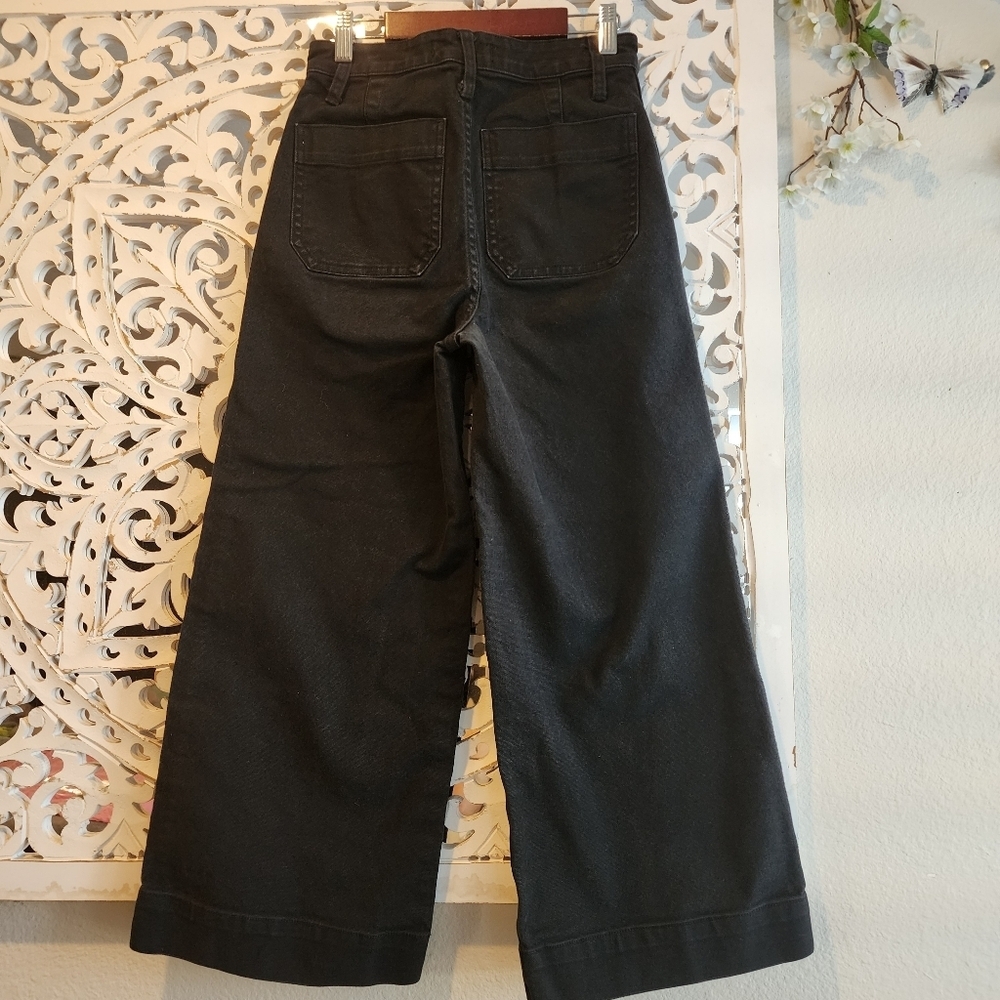 MADEWELL EMMETT WIDE-LEG CROPPED WOMENS JEANS IN BLACK SZ 26 - Picture 6 of 15
